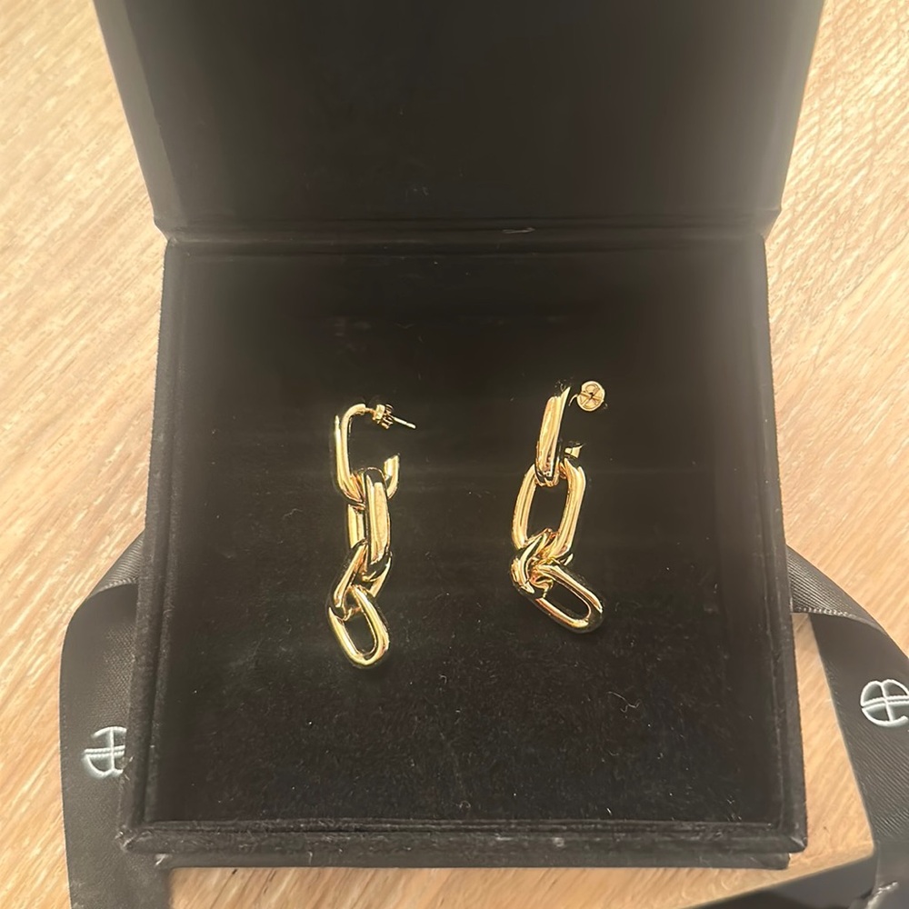 Anine Bing 14K Gold Plates Chain Link Earrings New Without Tags